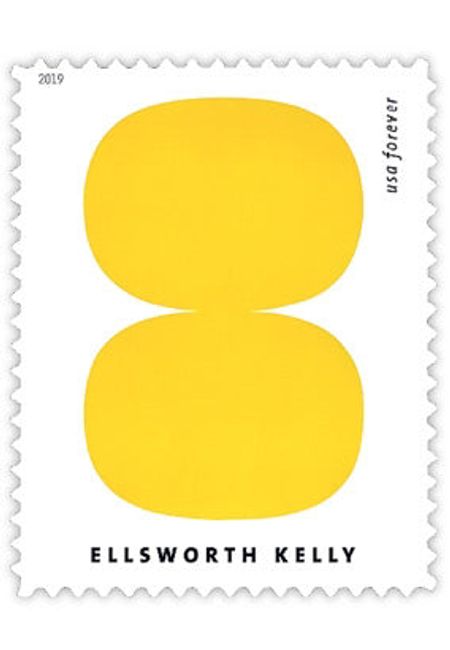 100 Yellow Modern Art Forever Stamps // Artist Ellsworth Kelly Postage Stamps // Yellow Art Forever Stamps for Mailing